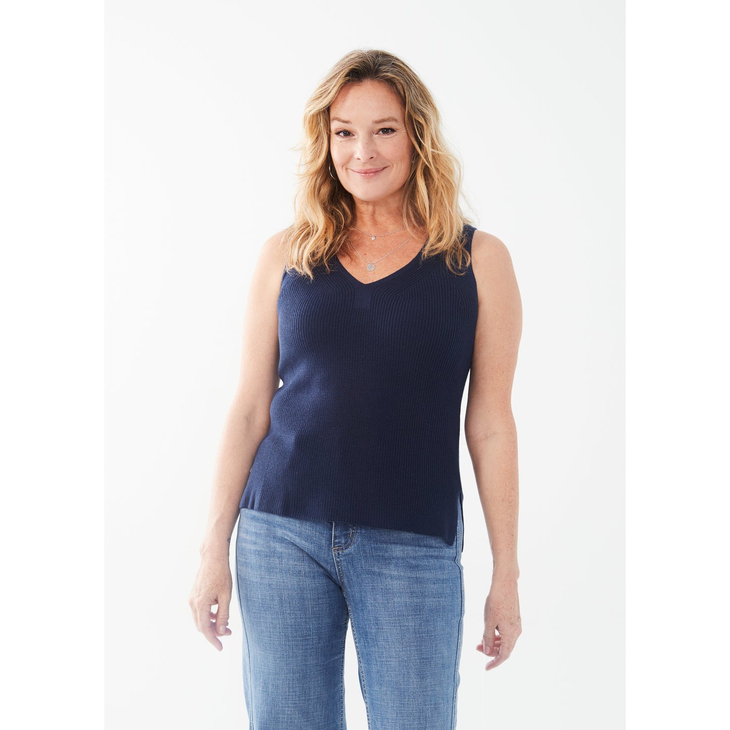 FDJ Women's Textured Tank Top - Navy