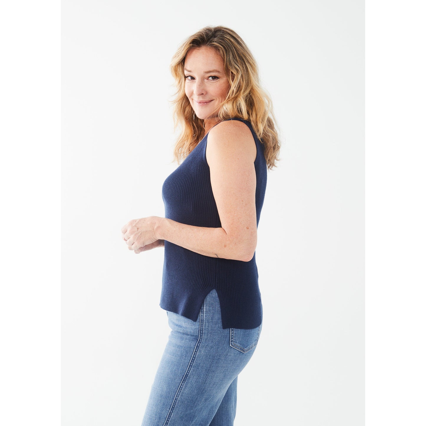FDJ Women's Textured Tank Top - Navy