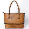 American Darling Two-Tone Cowhide & Tooled Leather Tote - Western Handbag with Braided Trim