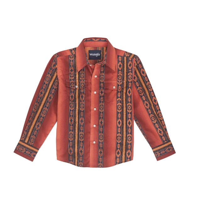 Wrangler Boy's Checotah Long Sleeve Shirt - Rust