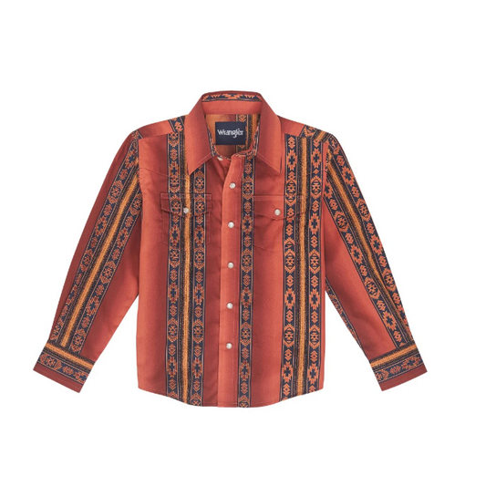 Wrangler Boy's Checotah Long Sleeve Shirt - Rust