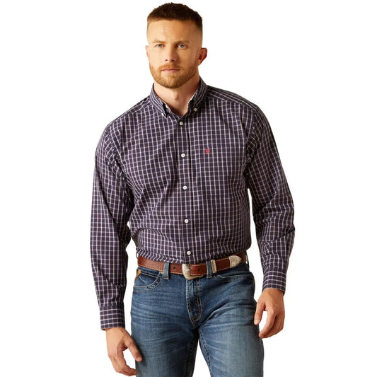 Ariat Men's Wrinkle Free Dwayne Long Sleeve Classic Fit Shirt - Navy