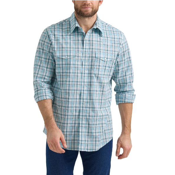 Wrangler® Men's Wrinkle Resistant Long Sleeve Shirt - Blue