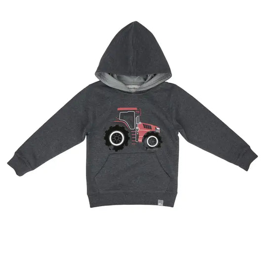 Rugged Bear Long Sleeve Tractor Hoodie- Grey