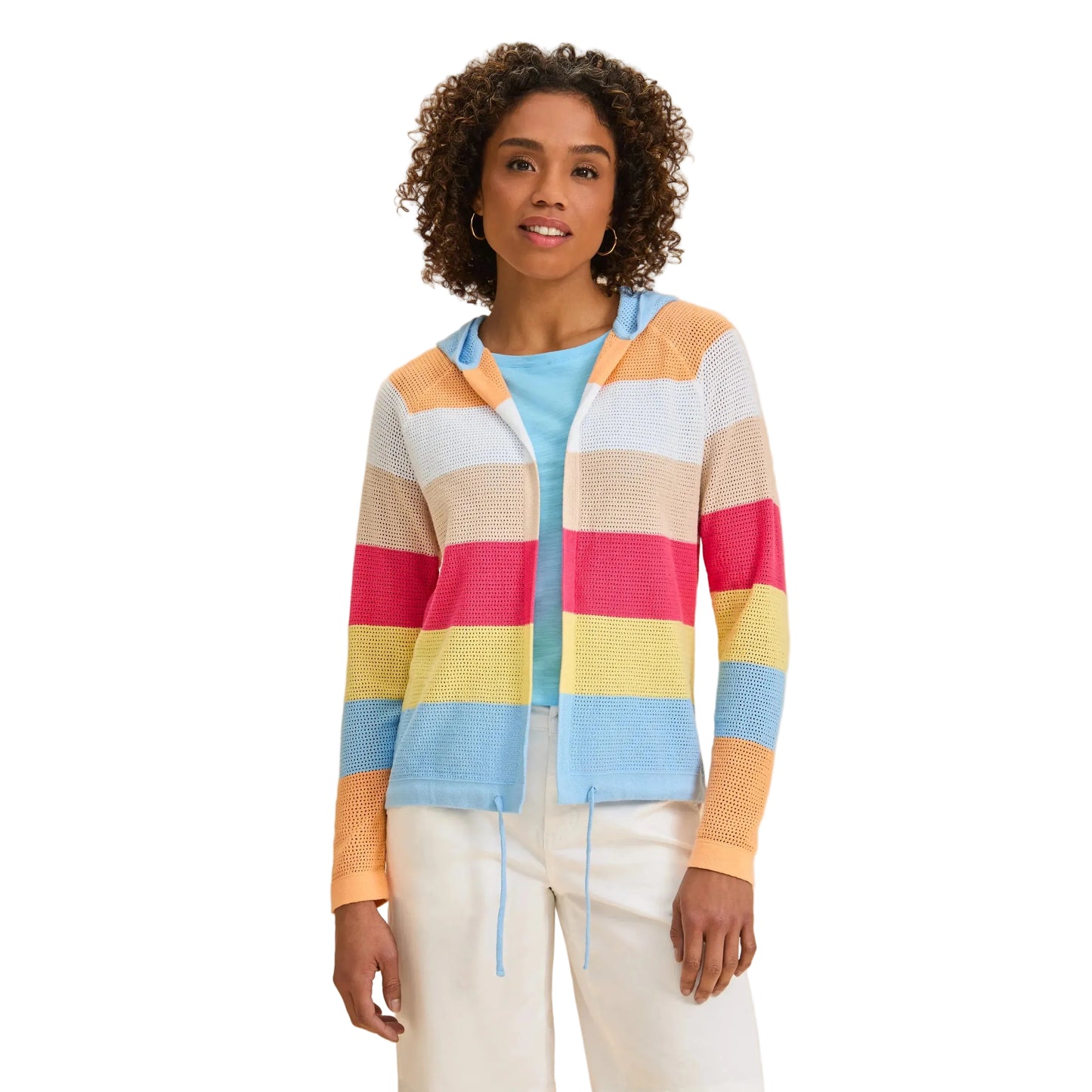 FDJ Women's Striped Hooded Cardigan - Spritz Stripes - Irvine Tack & Western Wear