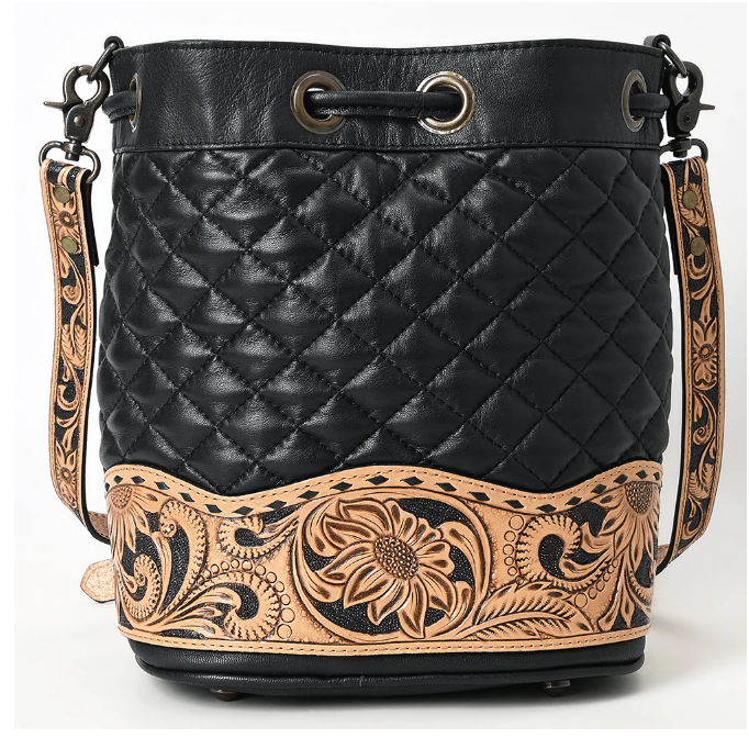 American Darling Women's Bucket Hand Tooled Leather Bag