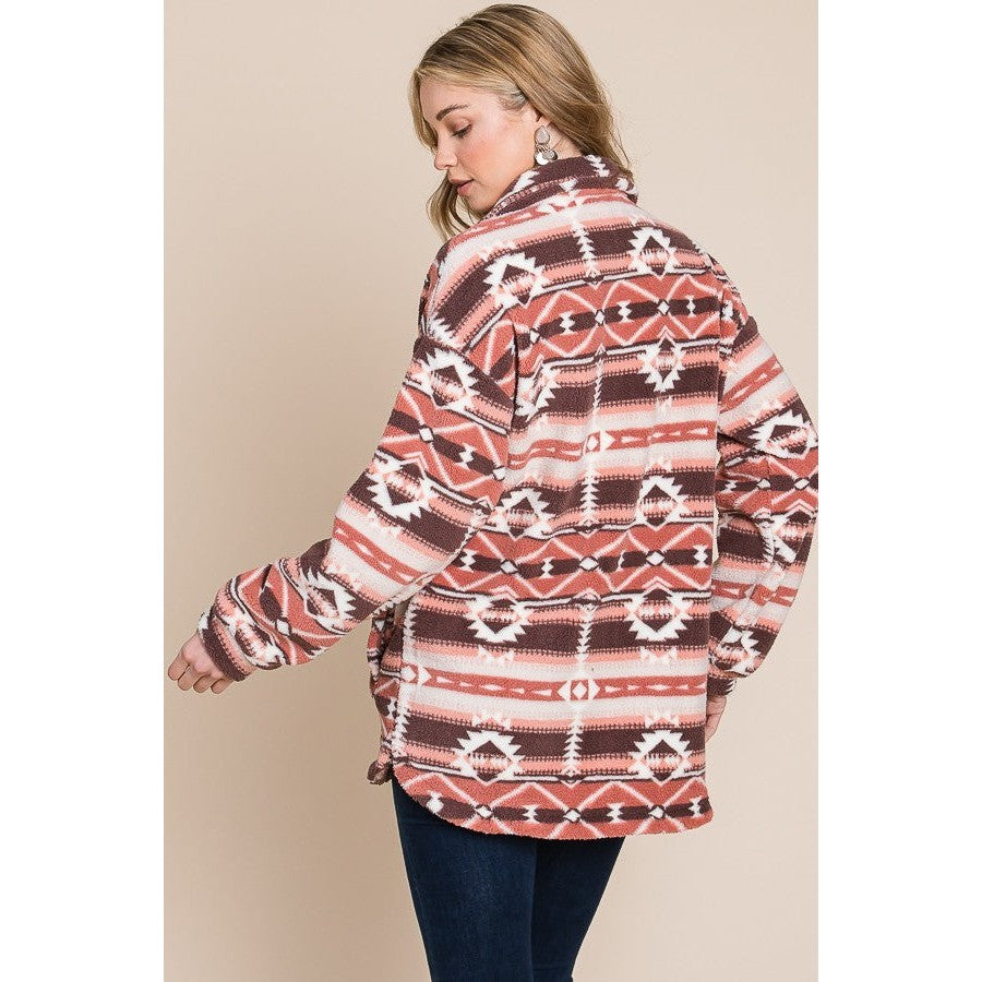 Vanilla Bay Women's Fleece Aztec Print Knit Jacket