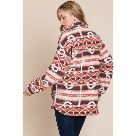 Vanilla Bay Women's Fleece Aztec Print Knit Jacket