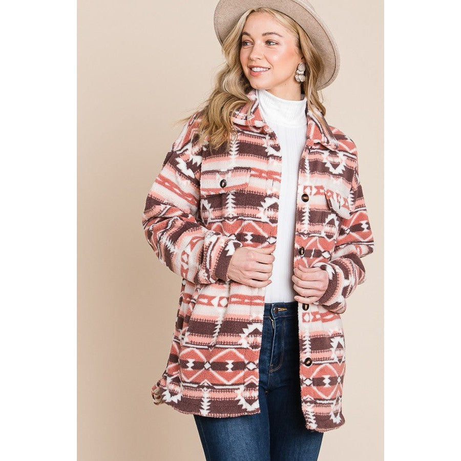 Vanilla Bay Women's Fleece Aztec Print Knit Jacket