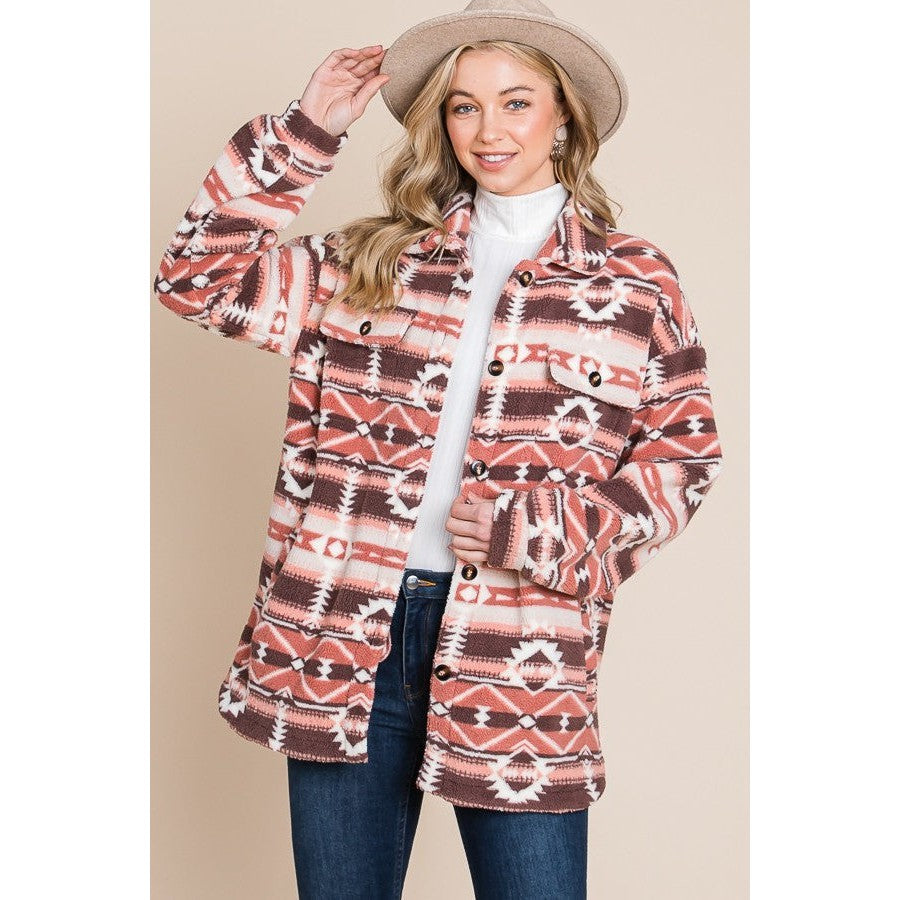 Vanilla Bay Women's Fleece Aztec Print Knit Jacket
