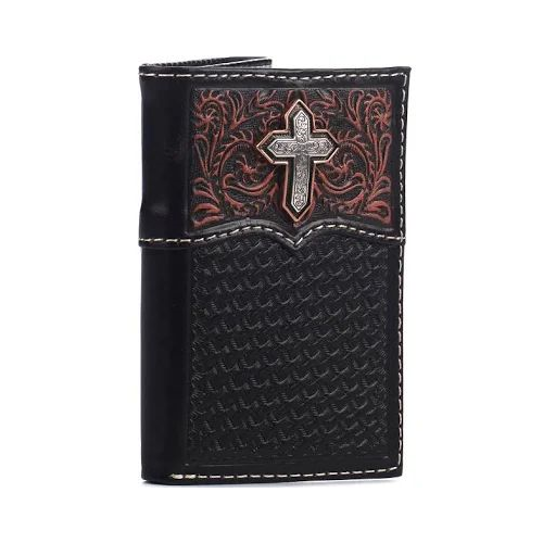 Ariat Men's Trifold Cross Filigree with Concho Wallet-