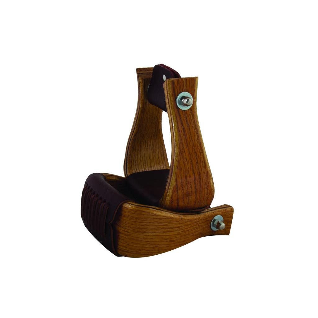 Aime Imports 3" Oak Wood Bell Stirrups