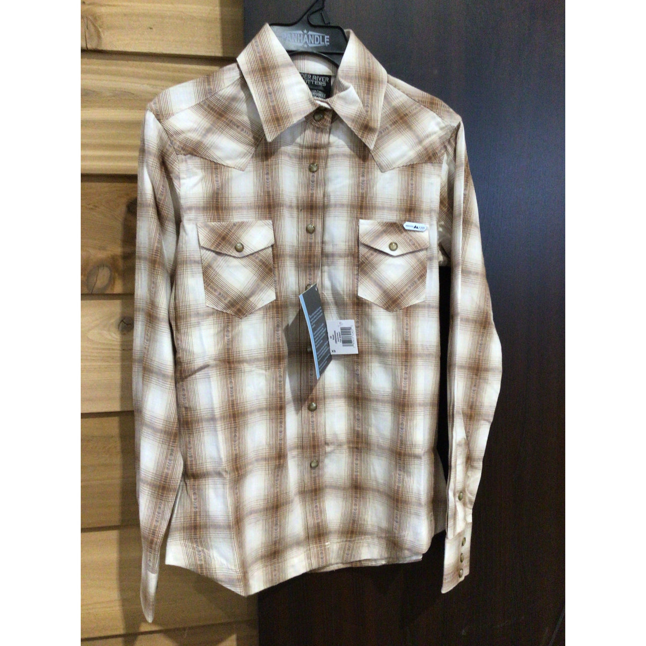 Powder River Women's Long Sleeve Brushed Plaid Shirt- Brown