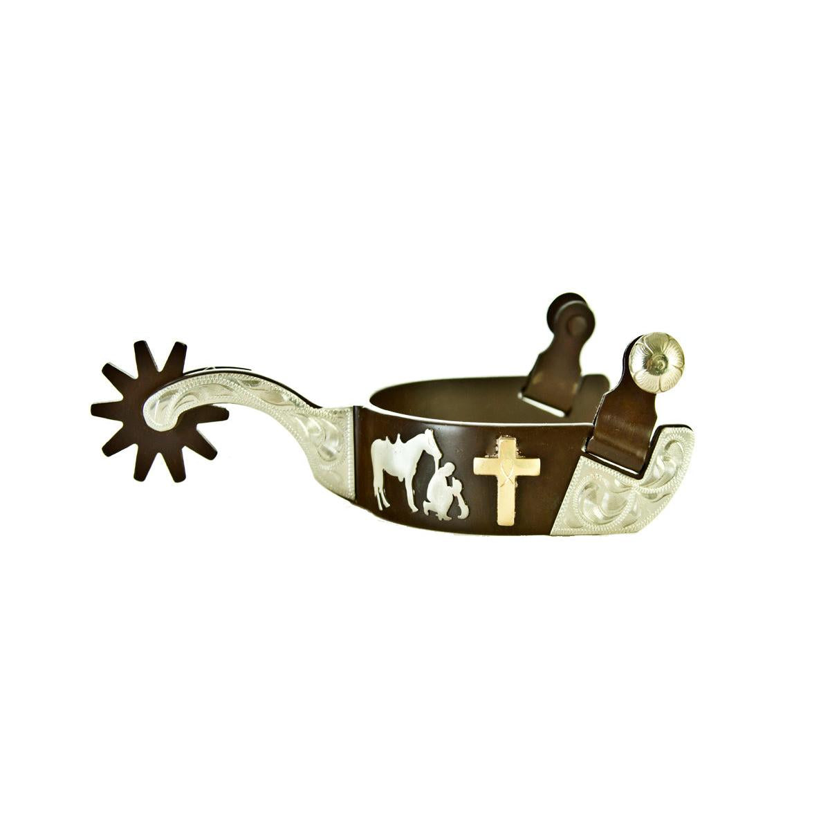 Aime Imports Men's Antique Praying Cowboy Spur- Brown