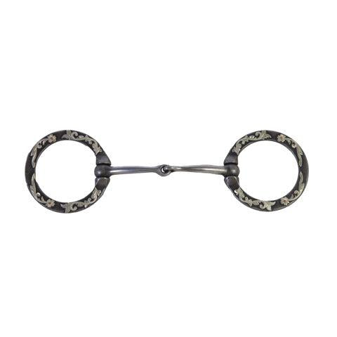 Aime Imports 5" Mouth Snaffle With Floral Trim- Aged Stainless
