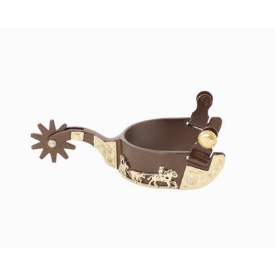 Aime Imports Medium Shank Spurs GS Trim 1 1/4" Band 2 1/8" Shank - Brown