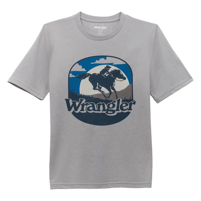 Wrangler Boys Sunset Rider Short Sleeve Tee Shirt - Grey