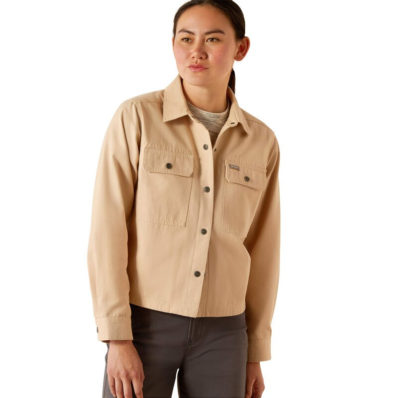 Ariat Women's Rebar Cropped Woven Shirt Jacket- Smoke Grey