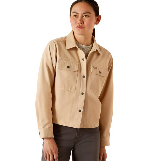 Ariat Women's Rebar Cropped Woven Shirt Jacket- Smoke Grey