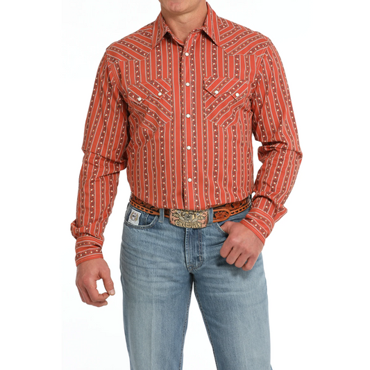 Cinch Long Sleeve Modern Fit Men's Shirt - Orange