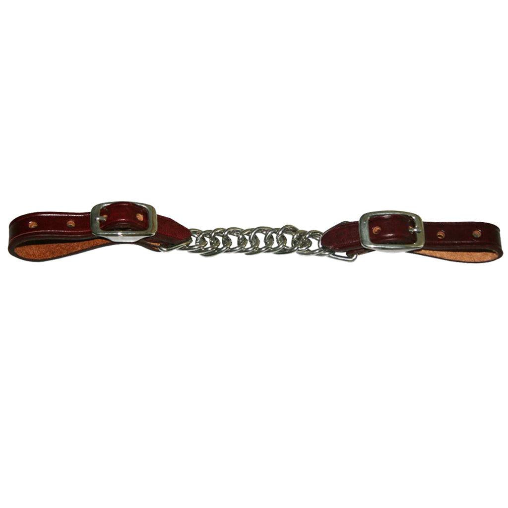 Aime Imports 5/8" Flat Twisted Curb Chain Latigo Leather- Burgundy