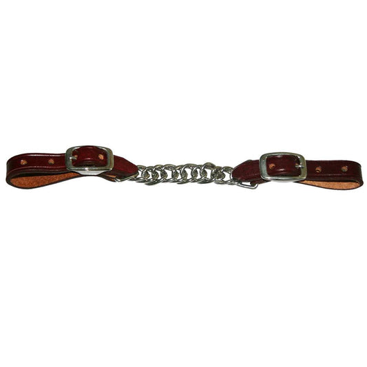Aime Imports 5/8" Flat Twisted Curb Chain Latigo Leather- Burgundy