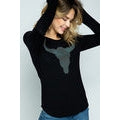 Women's Long Sleeve Top with Bull Heads - Black