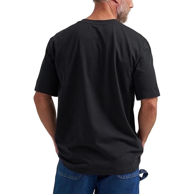 Wrangler Men's Rigg's Workwear Short Sleeve Henley Tee Shirt - Jet Black