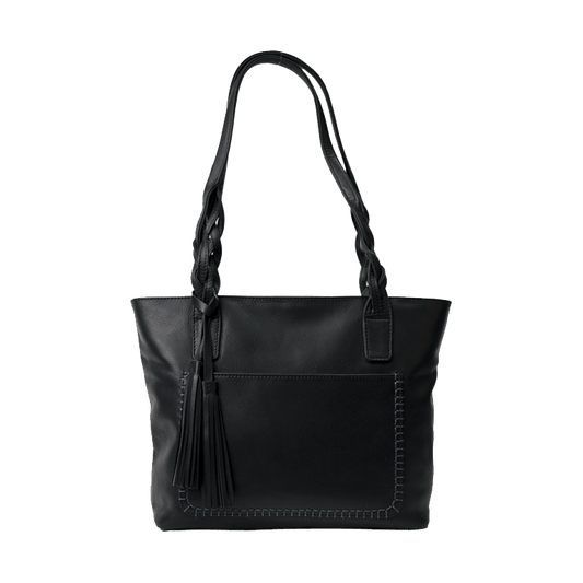 Rugged Earth Women's Leather Tote w/Fringe - Black