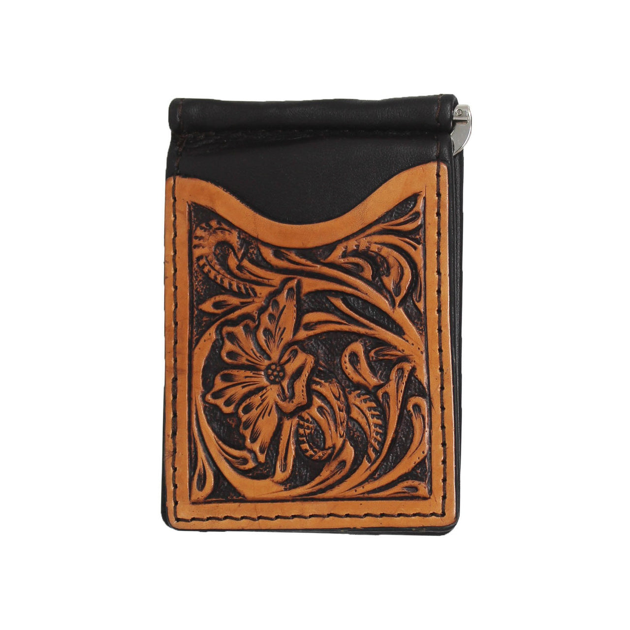 Men's Western Antique Floral Tooled Slim Money Clip Minimalist Wallet - Multiple Colours