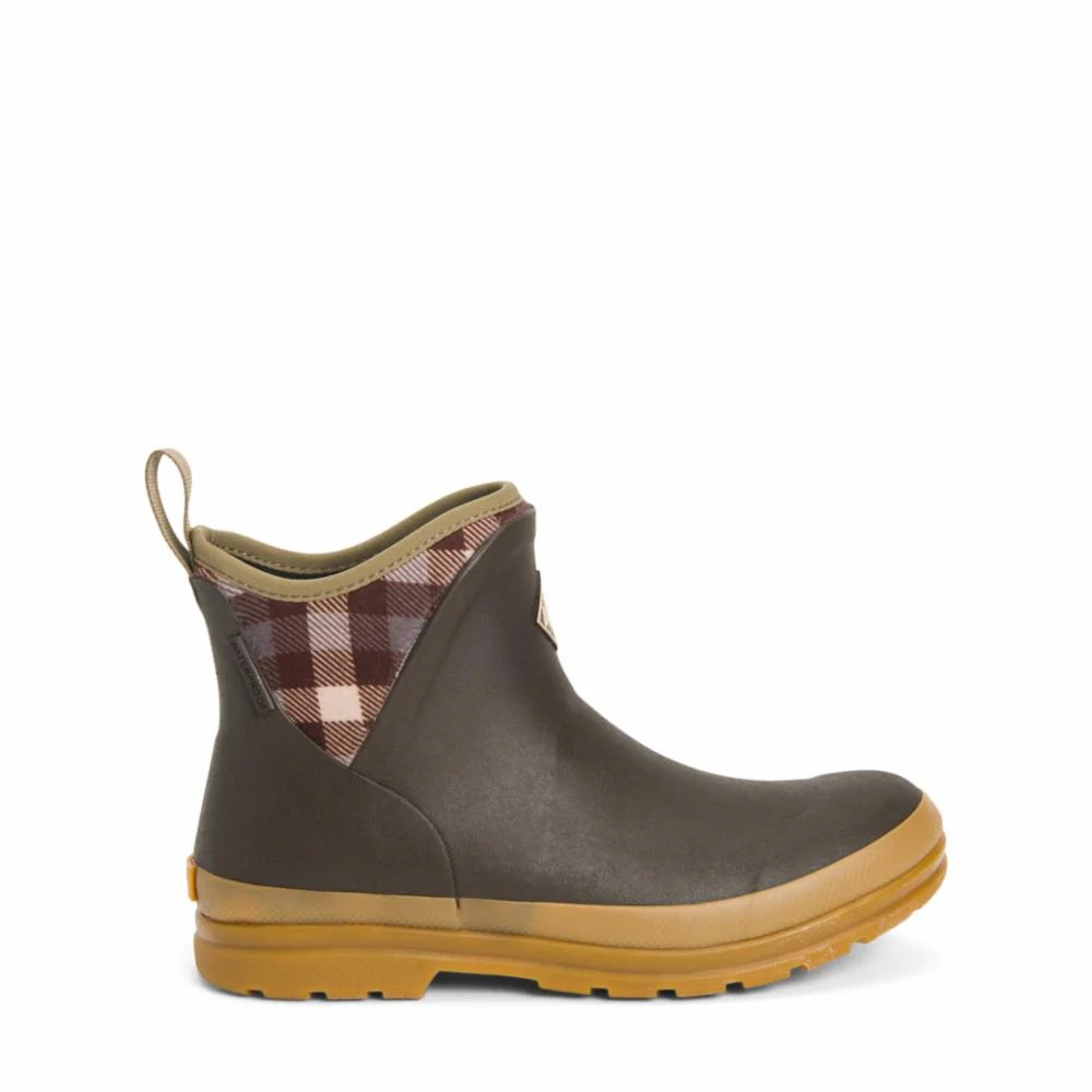 Muck Boots Womens Ankle Boot Brown Plaid