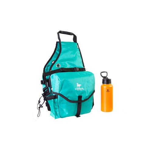 Aime Imports Insulated Saddle Bag with Stainless 32 oz Water Bottle- Multiple Colours