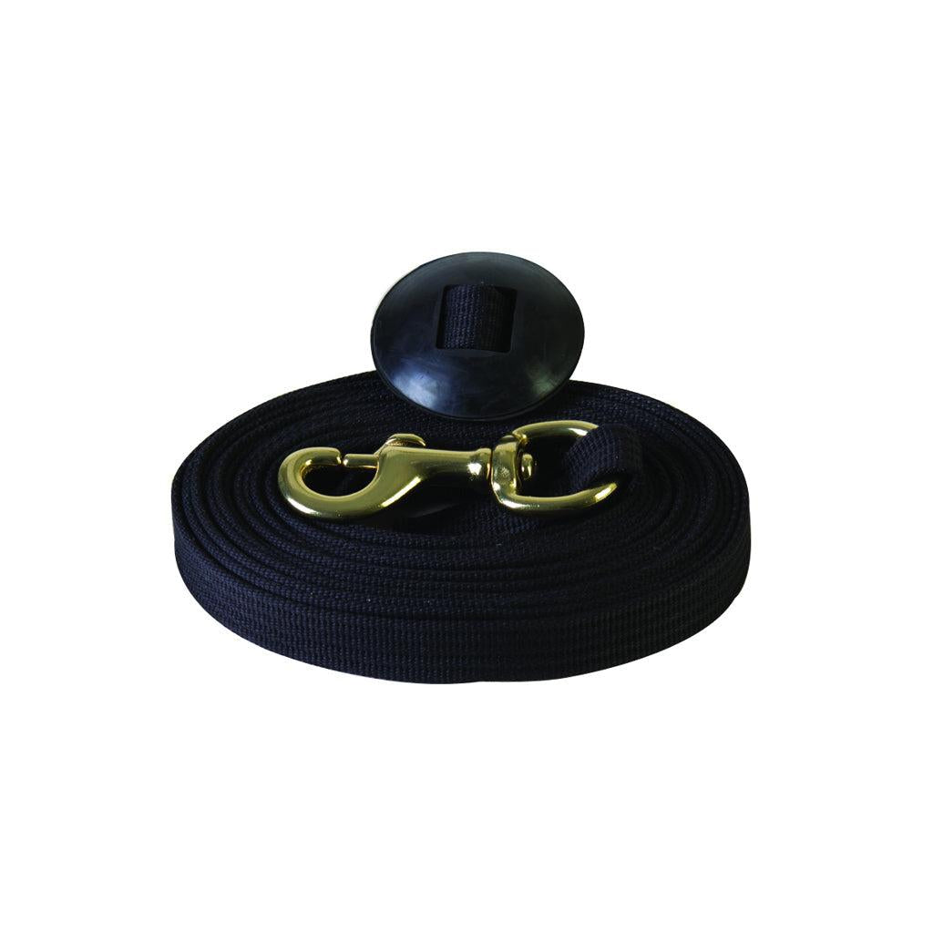 Aime Imports 24' Flat Cotton Web Lunge Line with Bolt Snap & Rubber Stop- Multiple Colours