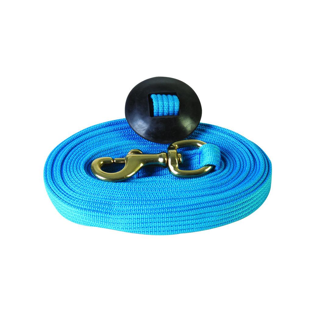 Aime Imports 24' Flat Cotton Web Lunge Line with Bolt Snap & Rubber Stop- Multiple Colours