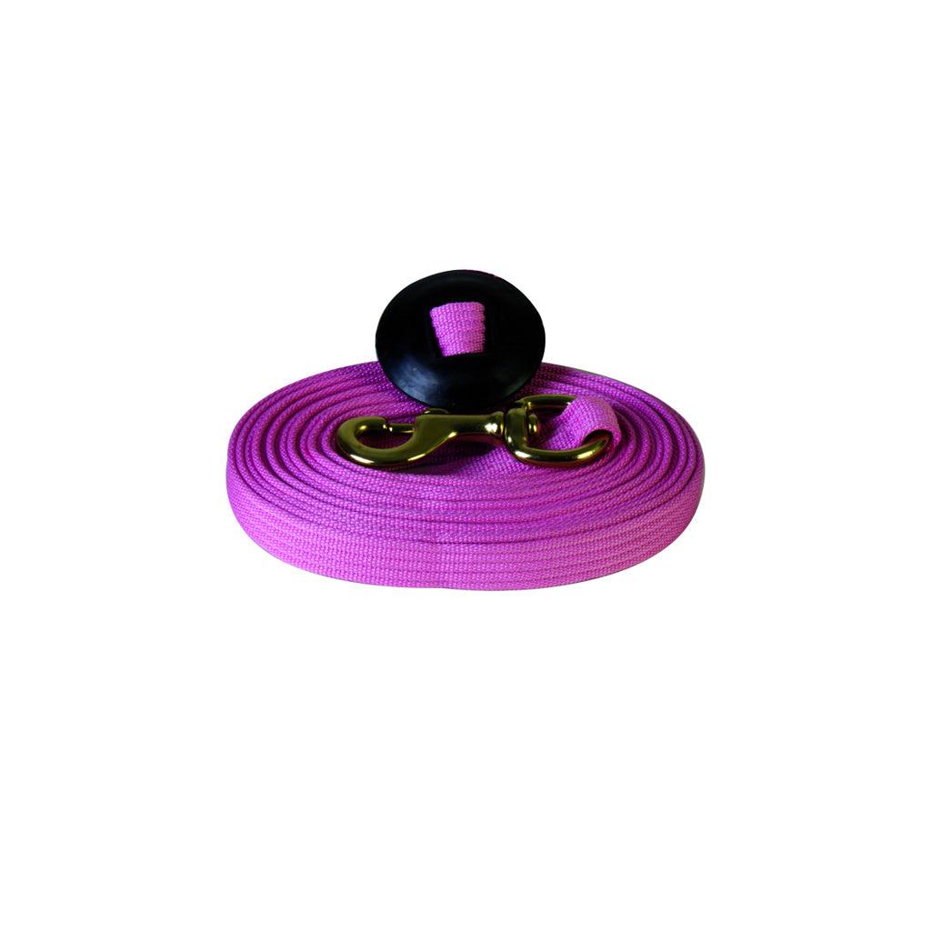 Aime Imports 24' Flat Cotton Web Lunge Line with Bolt Snap & Rubber Stop- Multiple Colours