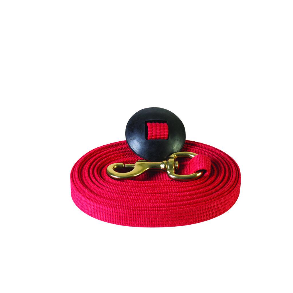 Aime Imports 24' Flat Cotton Web Lunge Line with Bolt Snap & Rubber Stop- Multiple Colours