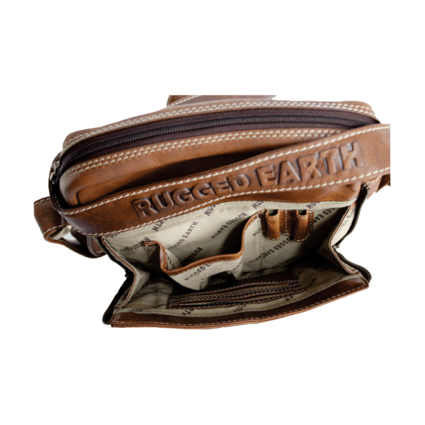 Rugged Earth Leather Bag w/Top Zipper