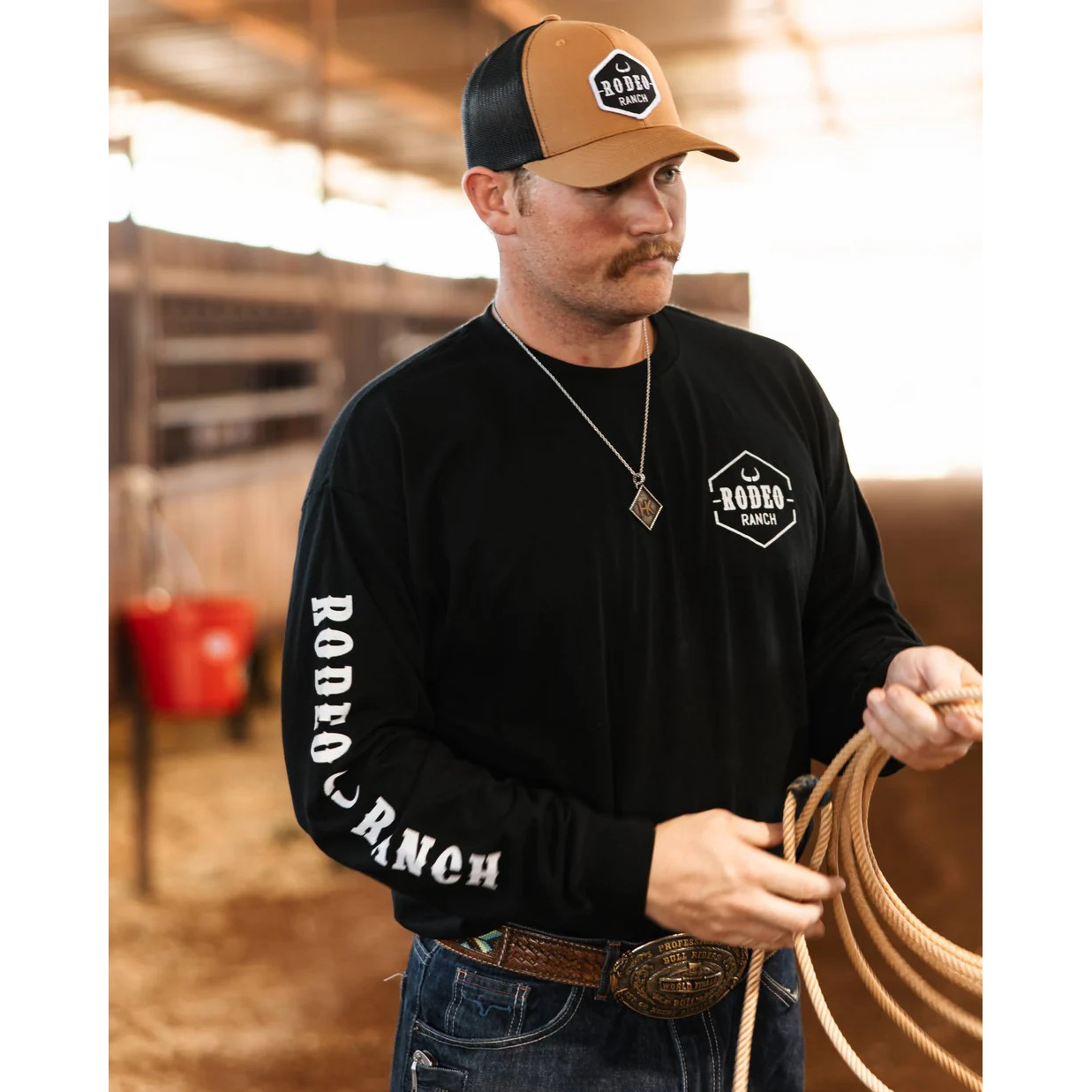 Rodeo Ranch Branding Logo Long Sleeve Shirt - Solid Black