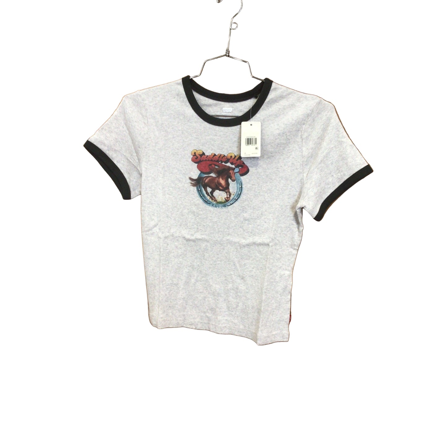 Levi's Women's Short Sleeve Graphic Ringer Rickie Saddle Up Crewneck Tee Shirt