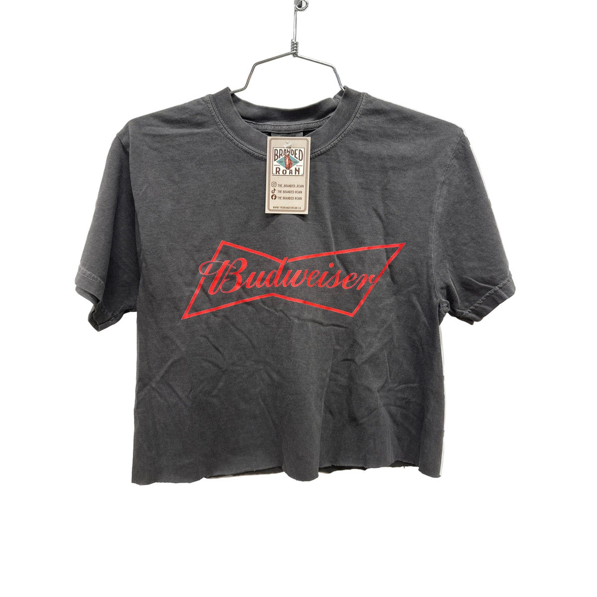The Branded Roan Budweiser Cropped Tee Shirt - Charcoal