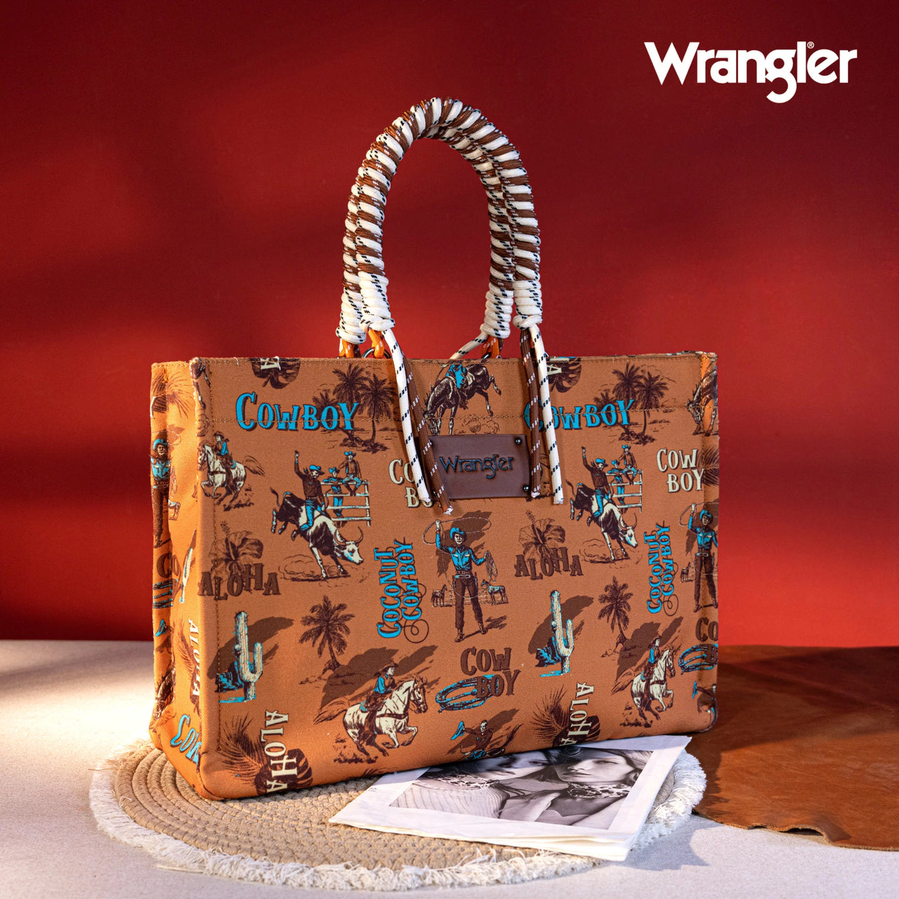 Wrangler Cowboy Oversized Tote Bag with Braided Handles