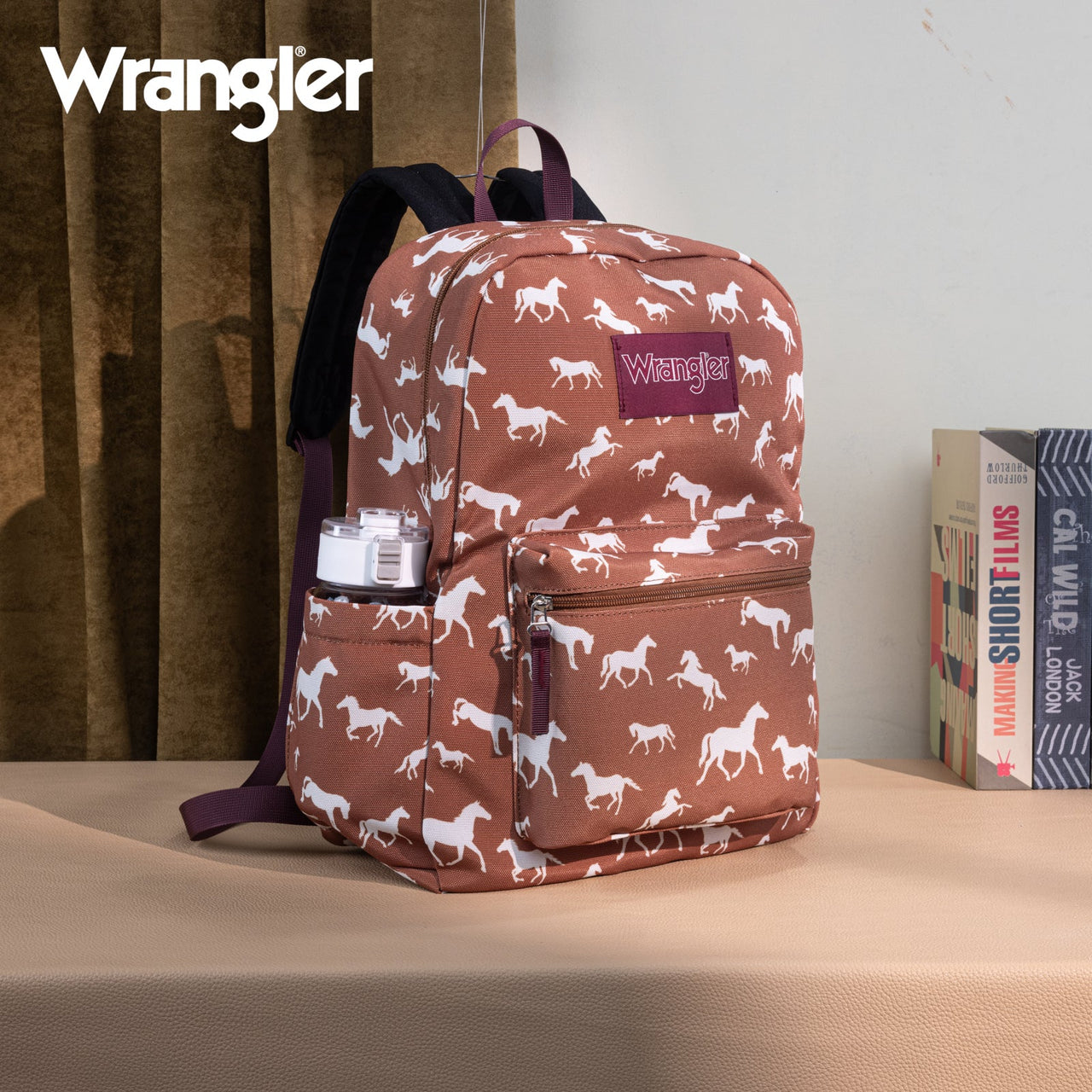 Wrangler Horse Print Backpack- Brown