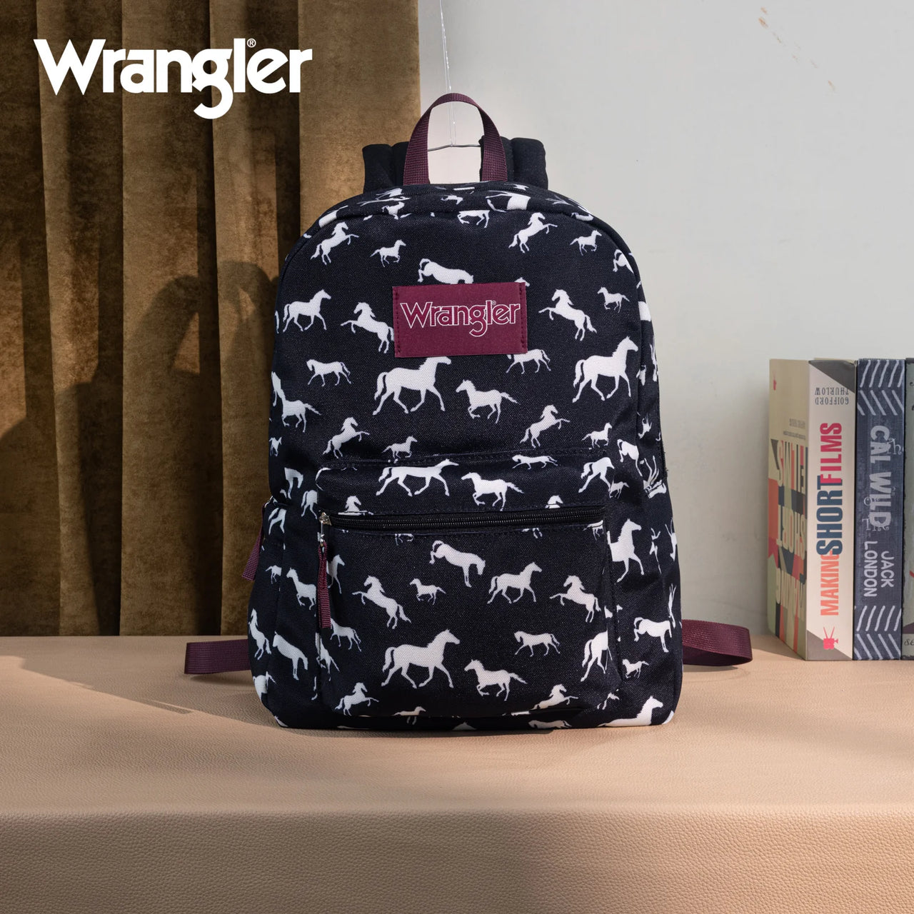 Wrangler Horse Print Backpack- Black