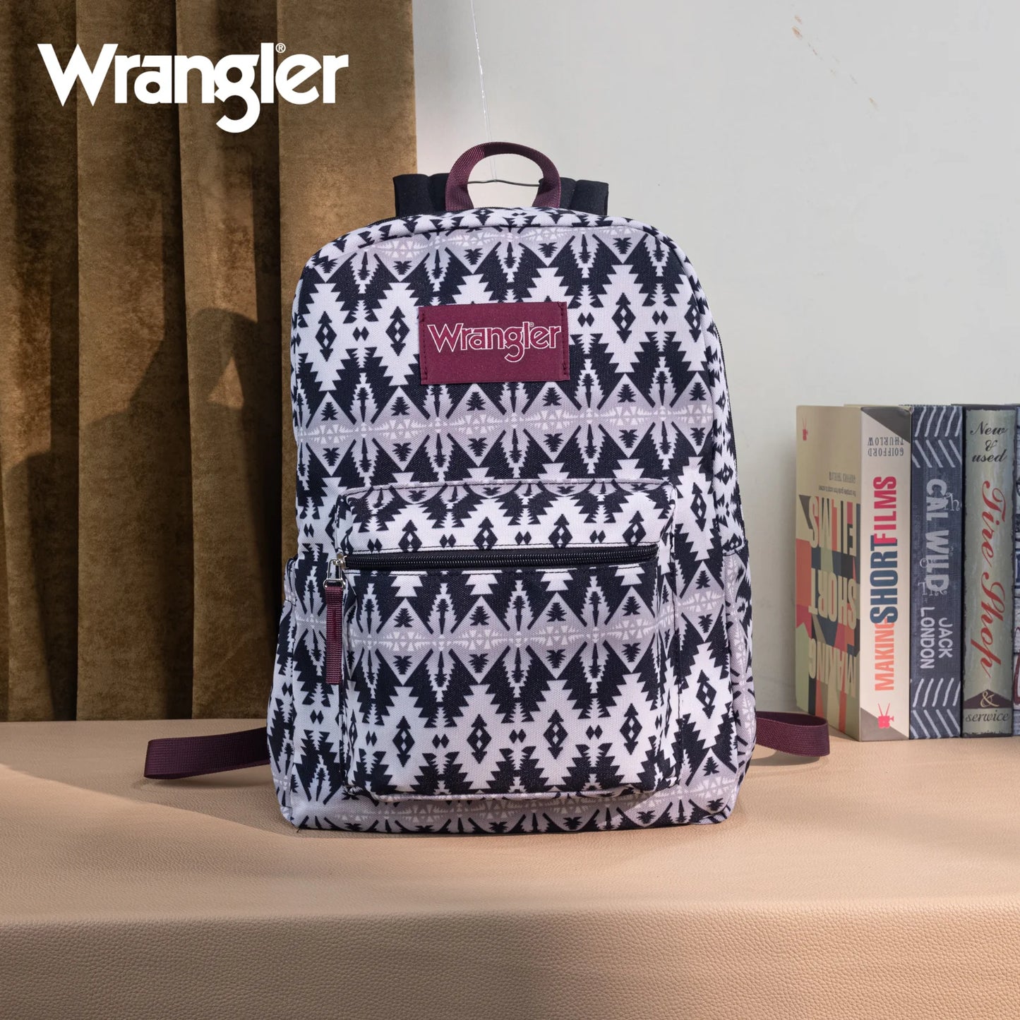 Wrangler Aztec Print Backpack- Black