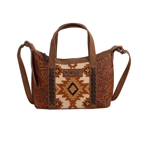 Wrangler Women's Tooled Aztec Pattern Print Tote/Crossbody- Multiple Colours - Irvine Tack & Western Wear