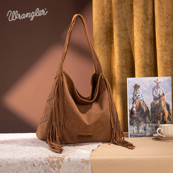 Wrangler Women's Fringe Studded Hobo Bag- Multiple Colours
