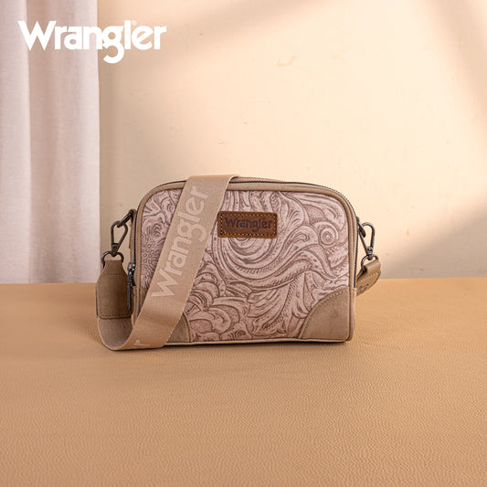 Wrangler Vintage Floral Printed Small Crossbody Bag- Khaki