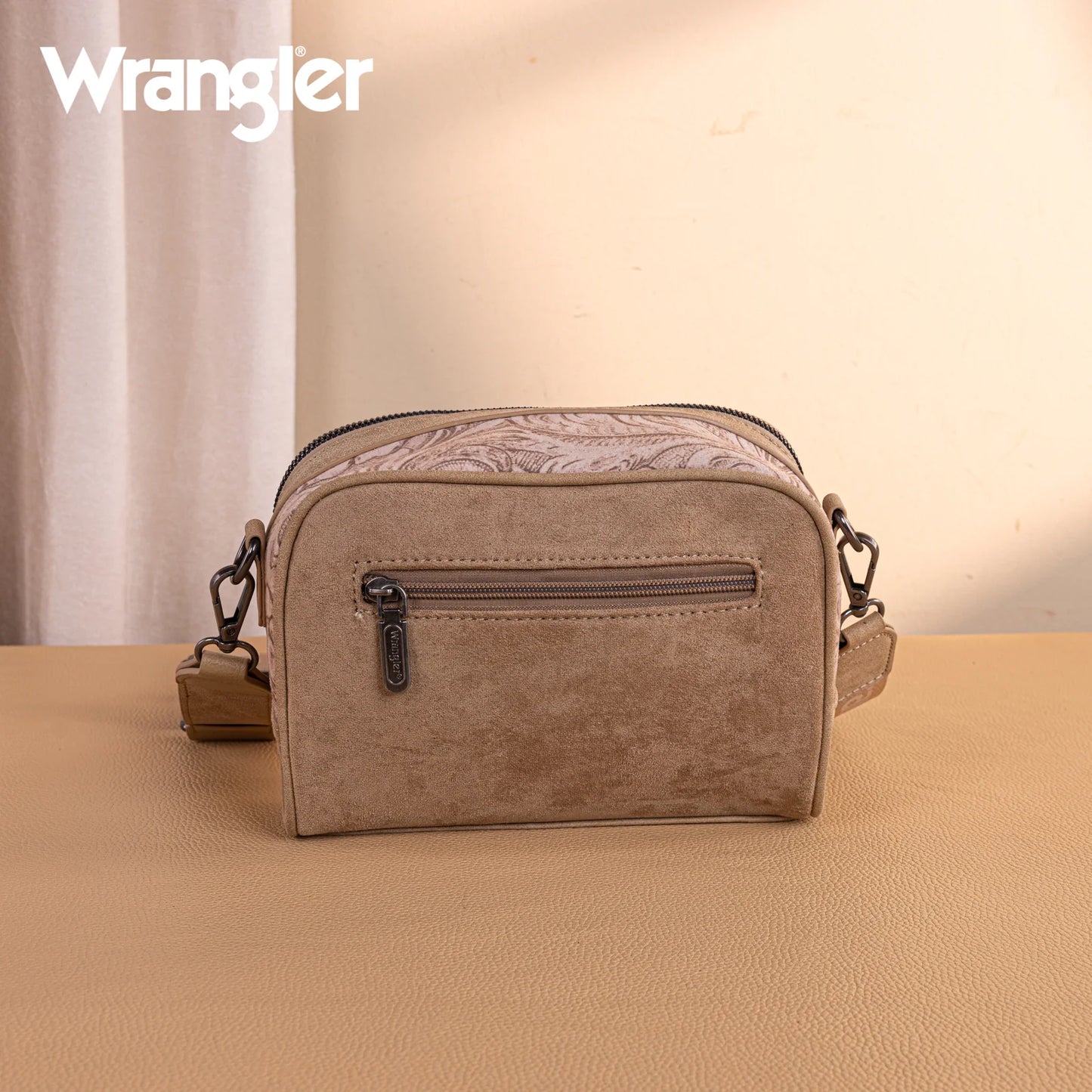 Wrangler Vintage Floral Printed Small Crossbody Bag- Khaki