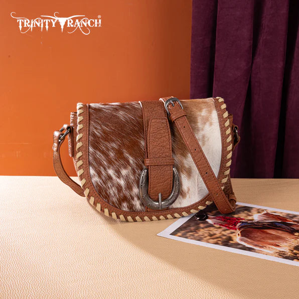 Trinity Ranch Western Hair On Cowhide Saddle Crossbody- Multiple Colours