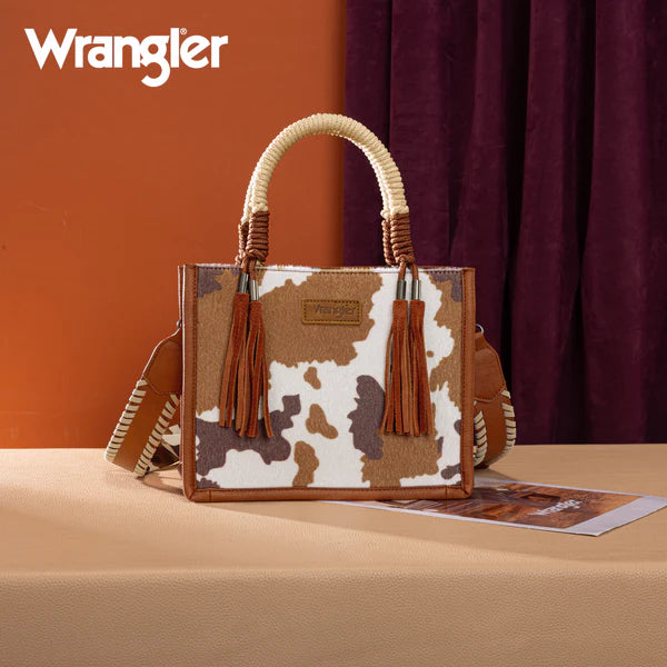 Wrangler Cow Print Tote/ Crossbody - Multiple Colours - Irvine Tack & Western Wear